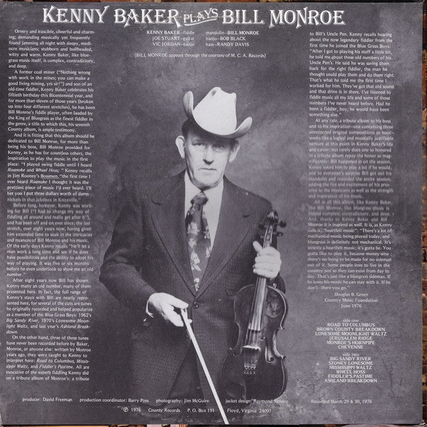 Kenny Baker (4) : Kenny Baker Plays Bill Monroe (LP, Album)