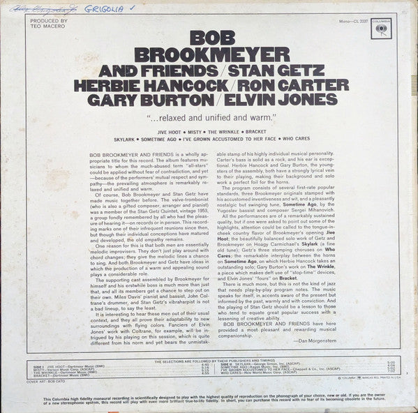 Bob Brookmeyer : Bob Brookmeyer And Friends (LP, Album, Mono, Ter)