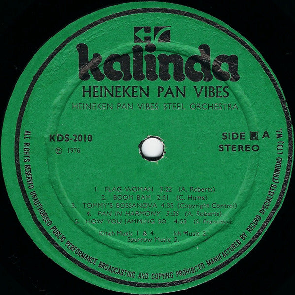 Pan Vibes Steel Orchestra : Heineken Pan Vibes (LP, Album)