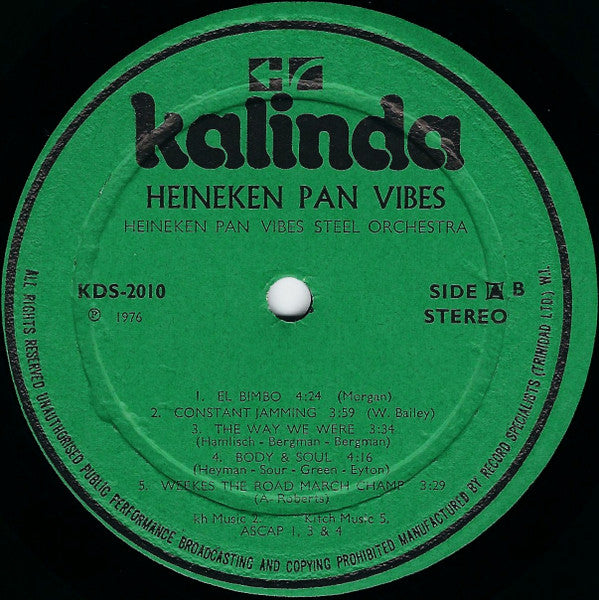 Pan Vibes Steel Orchestra : Heineken Pan Vibes (LP, Album)