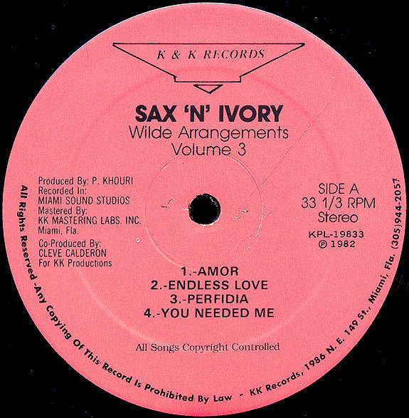 Sax 'N' Ivory : Wilde Arrangements - Volume 3 (LP, Album)