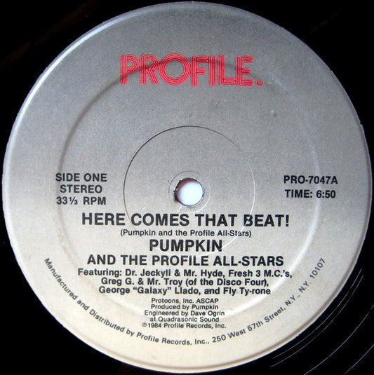 Pumpkin And The Profile All-Stars : Here Comes That Beat! (12", Single)