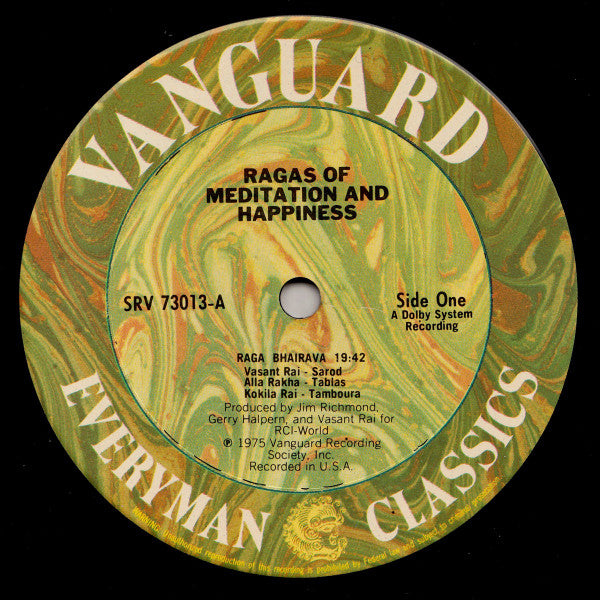 Vasant Rai & Alla Rakha : Play Ragas Of Meditation And Happiness (LP, Album)