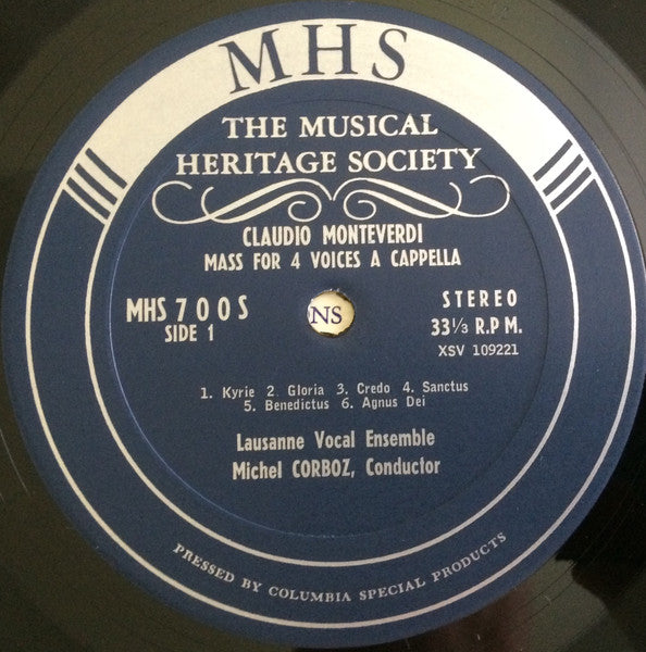 Ensemble Vocal De Lausanne, Claudio Monteverdi, Marco Antonio Ingegneri : Mass For Voices / Motet Tenegrae Factae Sunt / Three Lamentations Of Jeremiah / Three Responses For The Matins Of Holy Saturday (LP)
