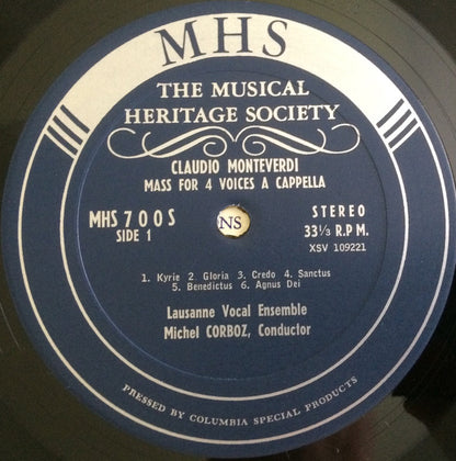 Ensemble Vocal De Lausanne, Claudio Monteverdi, Marco Antonio Ingegneri : Mass For Voices / Motet Tenegrae Factae Sunt / Three Lamentations Of Jeremiah / Three Responses For The Matins Of Holy Saturday (LP)