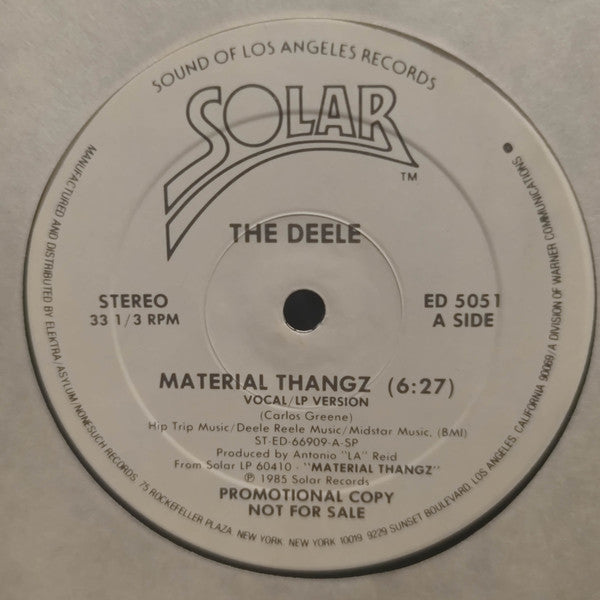 The Deele : Material Thangz (12", Promo, Spe)