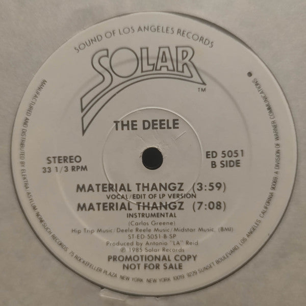 The Deele : Material Thangz (12", Promo, Spe)