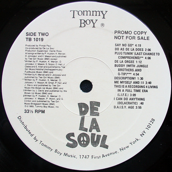 De La Soul : 3 Feet High And Rising (LP, Album, Promo)