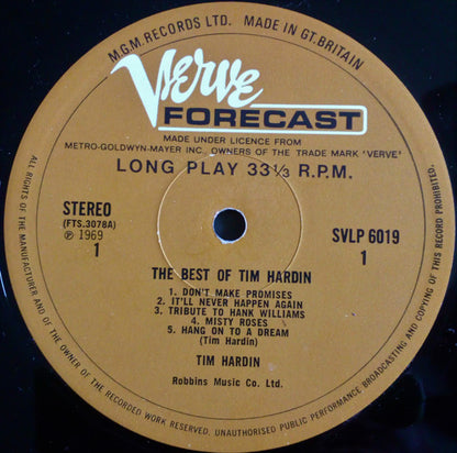 Tim Hardin : The Best Of Tim Hardin (LP, Comp)