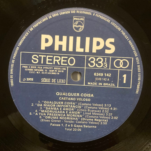 Caetano Veloso : Qualquer Coisa (LP, Album, RE, RP)