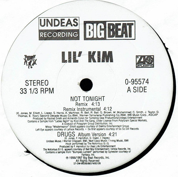 Lil' Kim Featuring Da Brat, Lisa "Left Eye" Lopes, Missy Elliott and Angie Martinez : Not Tonight (12")