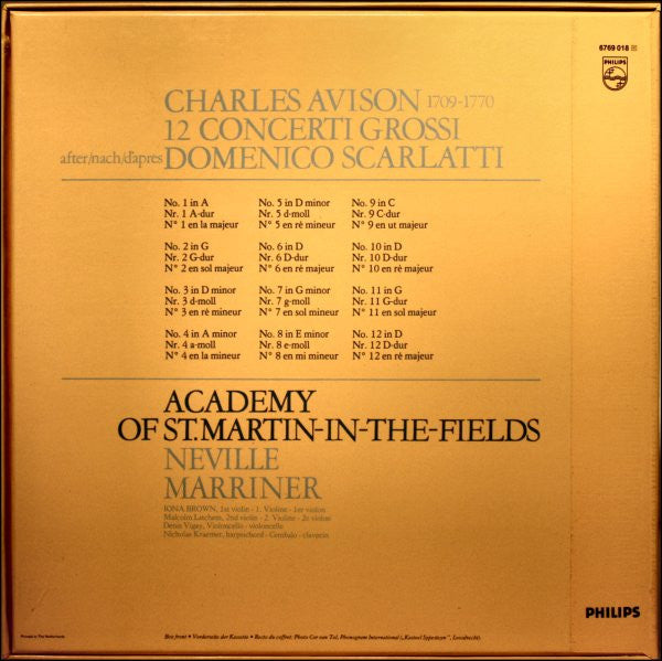 Charles Avison - The Academy Of St. Martin-in-the-Fields, Sir Neville Marriner : 12 Concerti Grossi After Domenico Scarlatti (3xLP + Box)