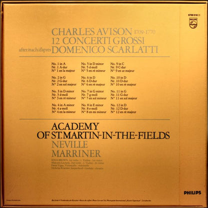 Charles Avison - The Academy Of St. Martin-in-the-Fields, Sir Neville Marriner : 12 Concerti Grossi After Domenico Scarlatti (3xLP + Box)