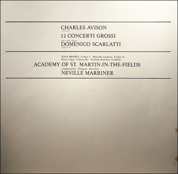 Charles Avison - The Academy Of St. Martin-in-the-Fields, Sir Neville Marriner : 12 Concerti Grossi After Domenico Scarlatti (3xLP + Box)