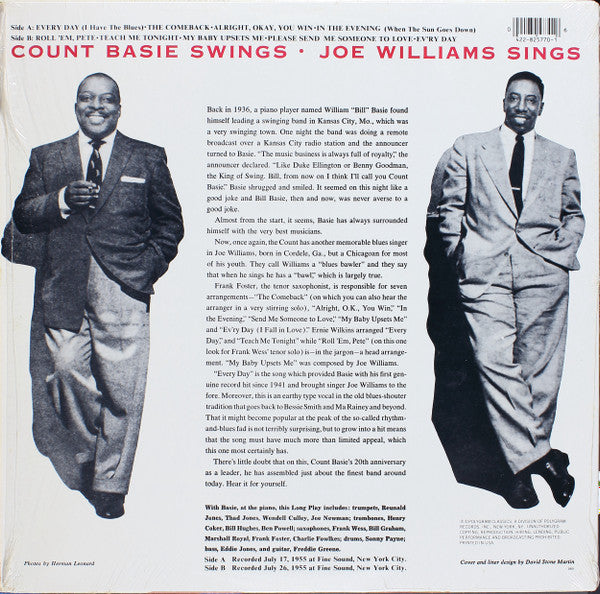 Count Basie / Joe Williams : Count Basie Swings - Joe Williams Sings (LP, Album, Mono, RE)