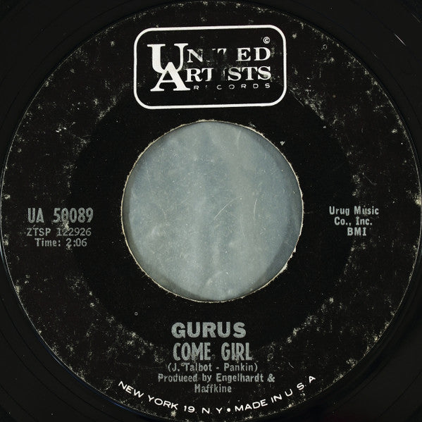 The Gurus (4) : Blue Snow Night / Come Girl (7", Single, Mono, Styrene, Pit)