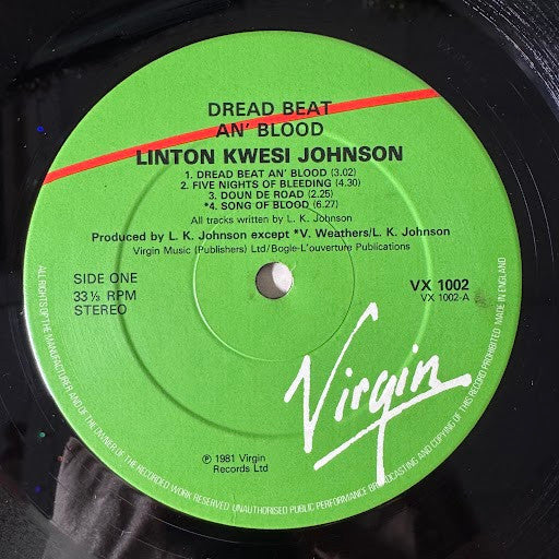 Linton Kwesi Johnson : Dread Beat An' Blood (LP, Album, RE, Gre)