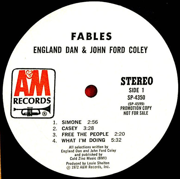England Dan & John Ford Coley : Fables (LP, Promo)