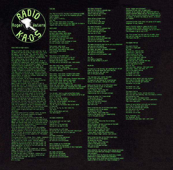 Roger Waters : Radio K.A.O.S. (LP, Album, Promo, Ban)
