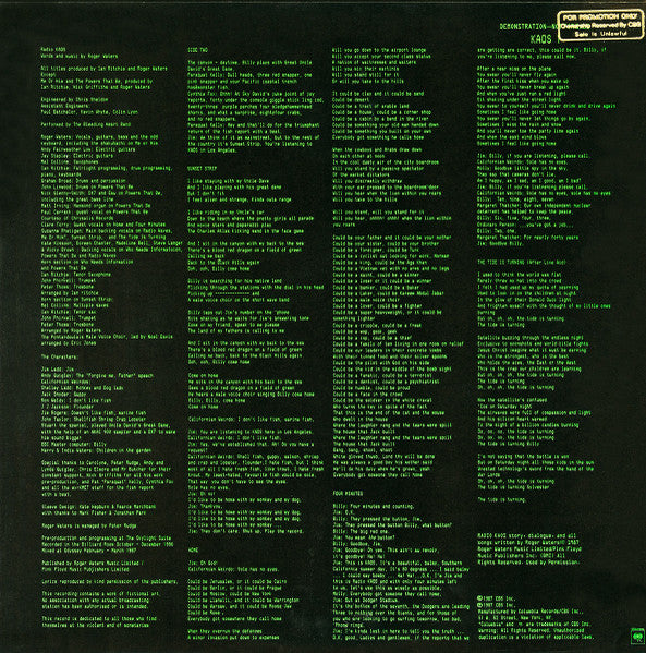 Roger Waters : Radio K.A.O.S. (LP, Album, Promo, Ban)