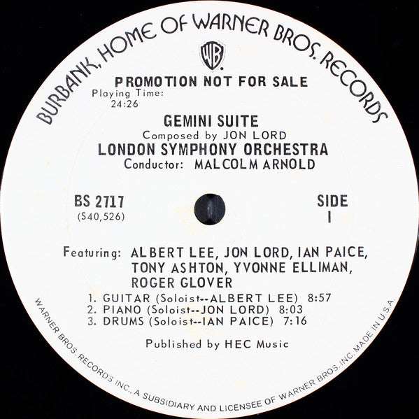 Jon Lord / London Symphony Orchestra : Gemini Suite (LP, Album, Promo)