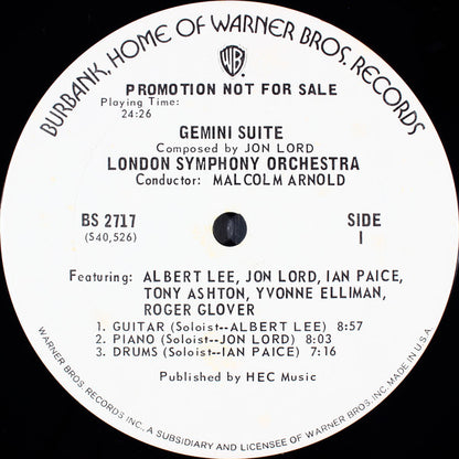Jon Lord / London Symphony Orchestra : Gemini Suite (LP, Album, Promo)