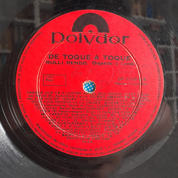 Rulli Rendo, Orquesta y Coros : De Toque A Toque (LP, Album, P/Mixed)