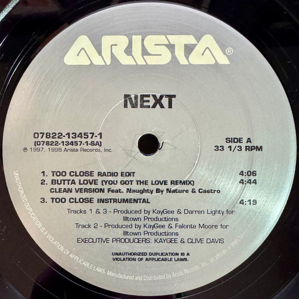 Next (2) : Too Close (12", Single, Sil)
