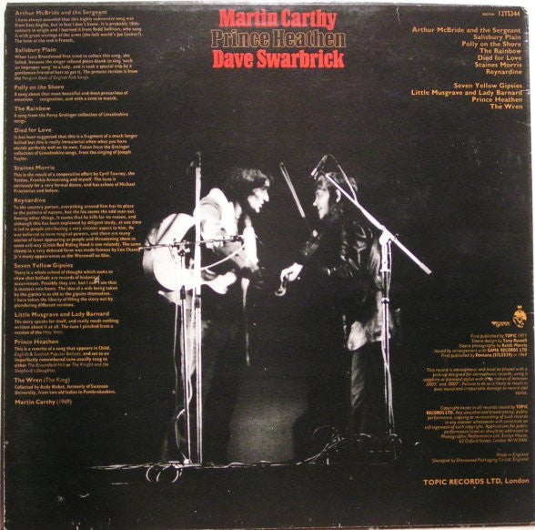 Martin Carthy And Dave Swarbrick : Prince Heathen (LP, Album, RE)