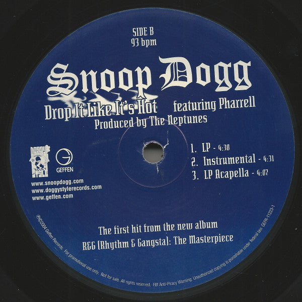 Snoop Dogg Featuring Pharrell Williams : Drop It Like It's Hot (12")