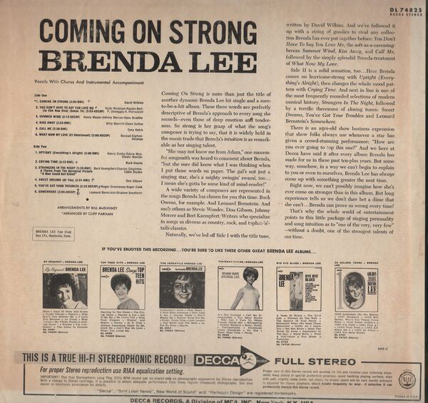 Brenda Lee : Coming On Strong (LP, Album, Glo)