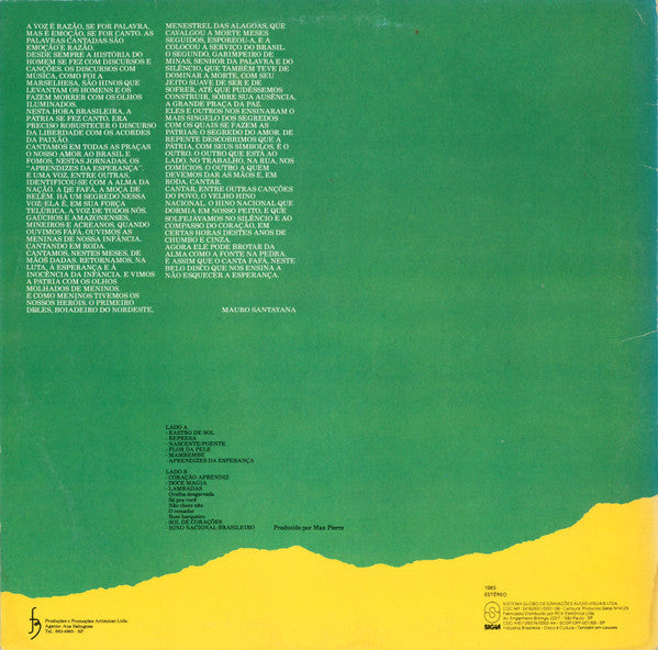 Fafá De Belém : Aprendizes Da Esperança (LP, Album)