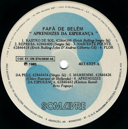 Fafá De Belém : Aprendizes Da Esperança (LP, Album)