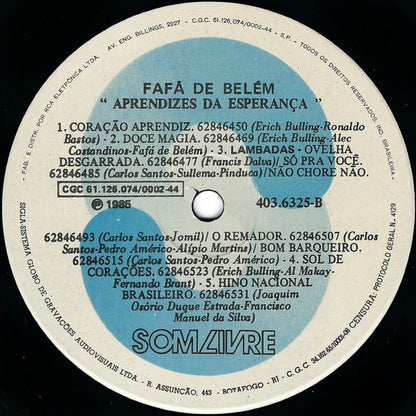Fafá De Belém : Aprendizes Da Esperança (LP, Album)