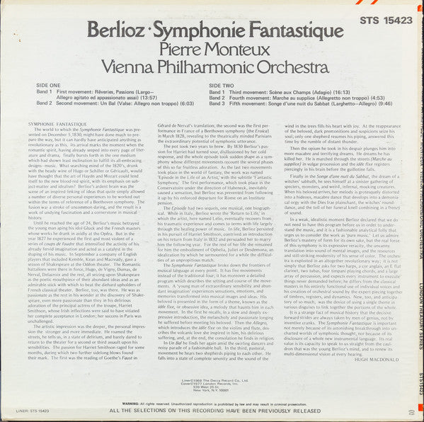 Hector Berlioz, Pierre Monteux, Wiener Philharmoniker : Symphonie Fantastique (LP, RE)