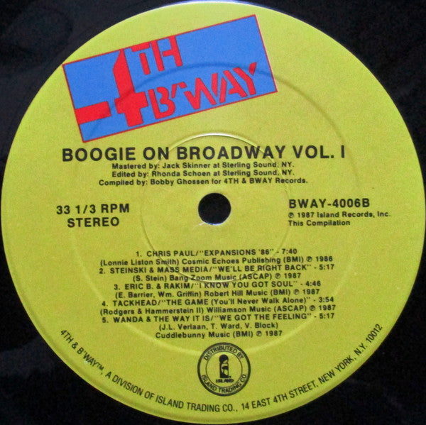 Various : Boogie On Broadway - Best Of Fourth And Broadway Volume One (LP, Comp)