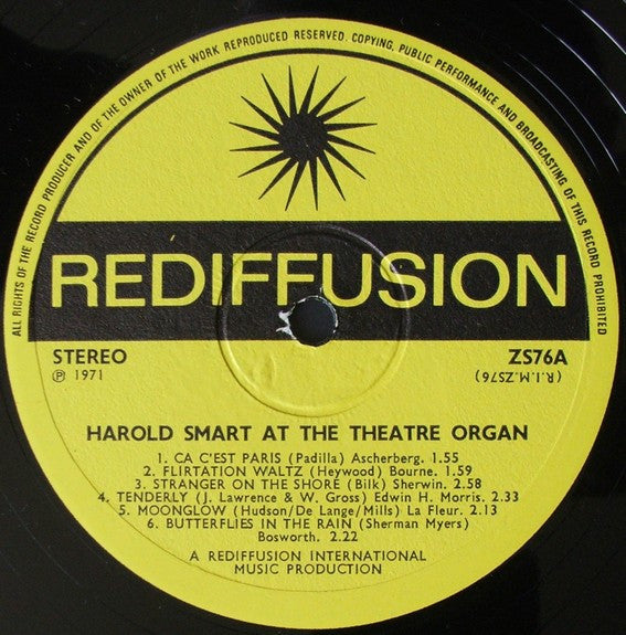 Harold Smart : Harold Smart At The Theatre Organ (LP, Album)