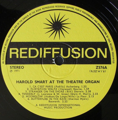 Harold Smart : Harold Smart At The Theatre Organ (LP, Album)