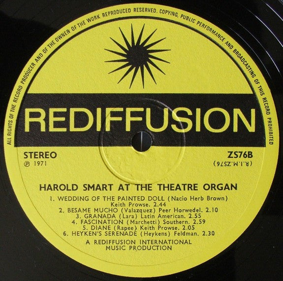 Harold Smart : Harold Smart At The Theatre Organ (LP, Album)
