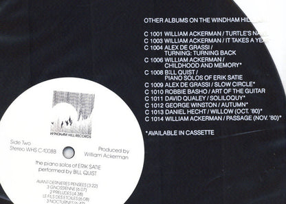 Bill Quist, Erik Satie : Piano Solos Of Erik Satie (LP, Album)