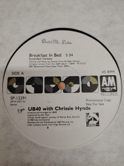 UB40 With Chrissie Hynde : Breakfast In Bed  (12", Promo)
