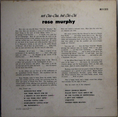 Rose Murphy : Not Cha-Cha But Chi-Chi (LP, Album, Mono)