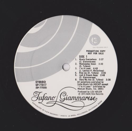 Dennis Tufano - Carl Giammarese : Tufano-Giammarese (LP, Album, Promo, Pit)