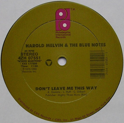 Harold Melvin And The Blue Notes : Don't Leave Me This Way / Bad Luck (12")