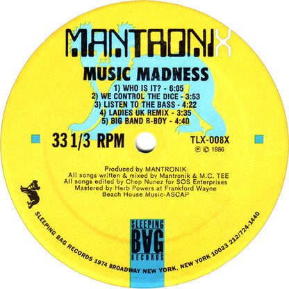 Mantronix : Music Madness (LP, Album)