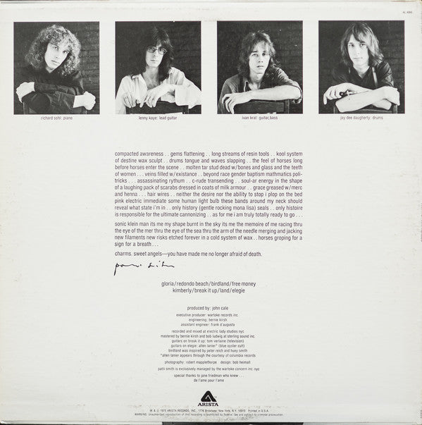 Patti Smith : Horses (LP, Album, Pet)