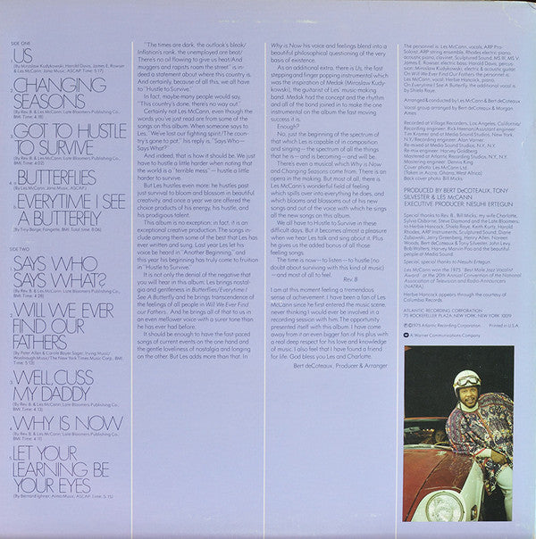 Les McCann : Hustle To Survive (LP, Album, PR )