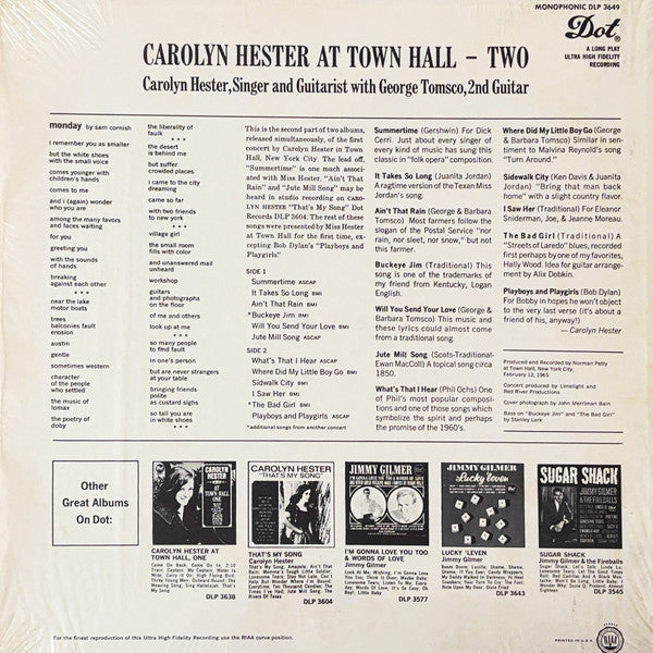 Carolyn Hester : At Town Hall Two (LP, Album)