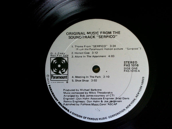 Mikis Theodorakis : Serpico (Original Music From The Soundtrack) (LP, Promo)