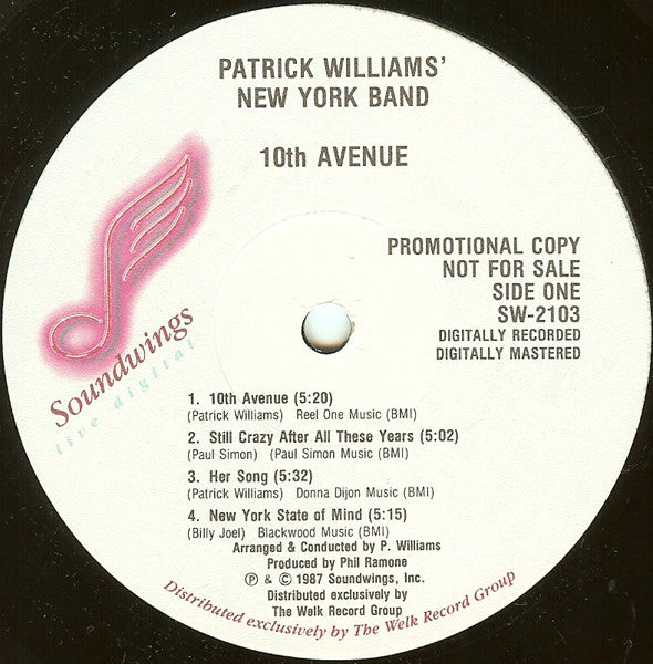 Patrick Williams' New York Band : 10th Avenue (LP, Album, Promo)